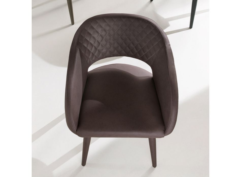 Chaise de Salon Assise et Pieds en Eco-cuir Rembourré 2 Pièces - Cupiolo Viadurini