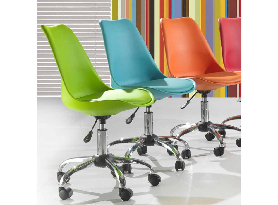 Chaise de bureau avec vérin à gaz en polypropylène coloré et métal - Loredana Viadurini