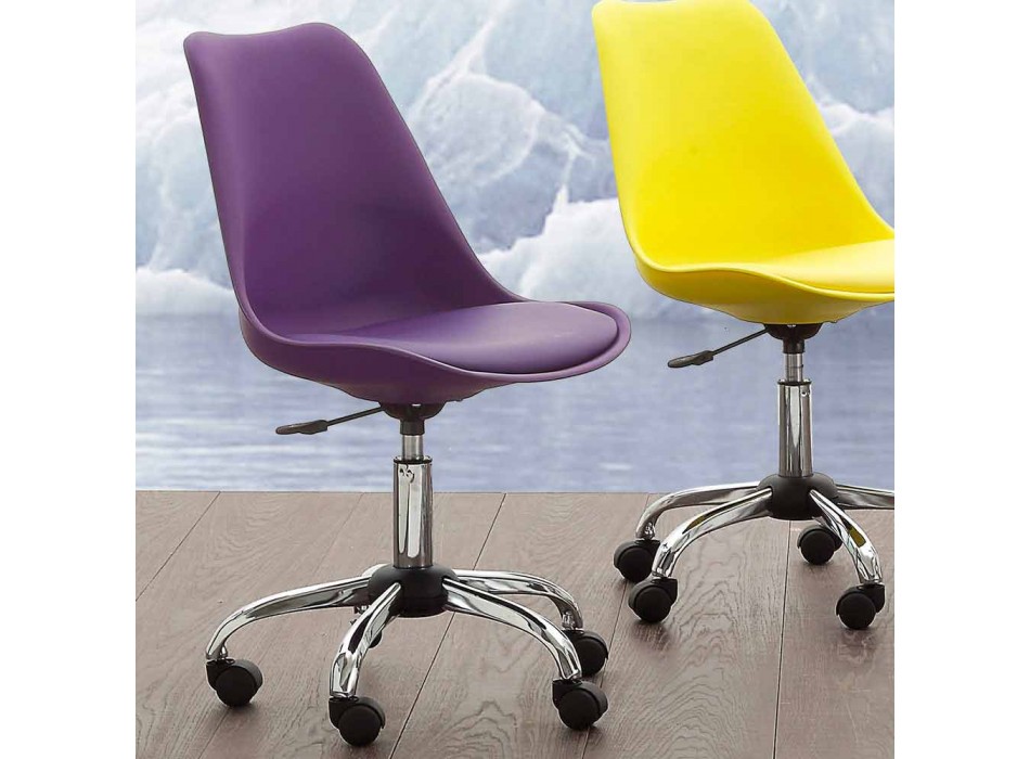 Chaise de bureau avec vérin à gaz en polypropylène coloré et métal - Loredana Viadurini