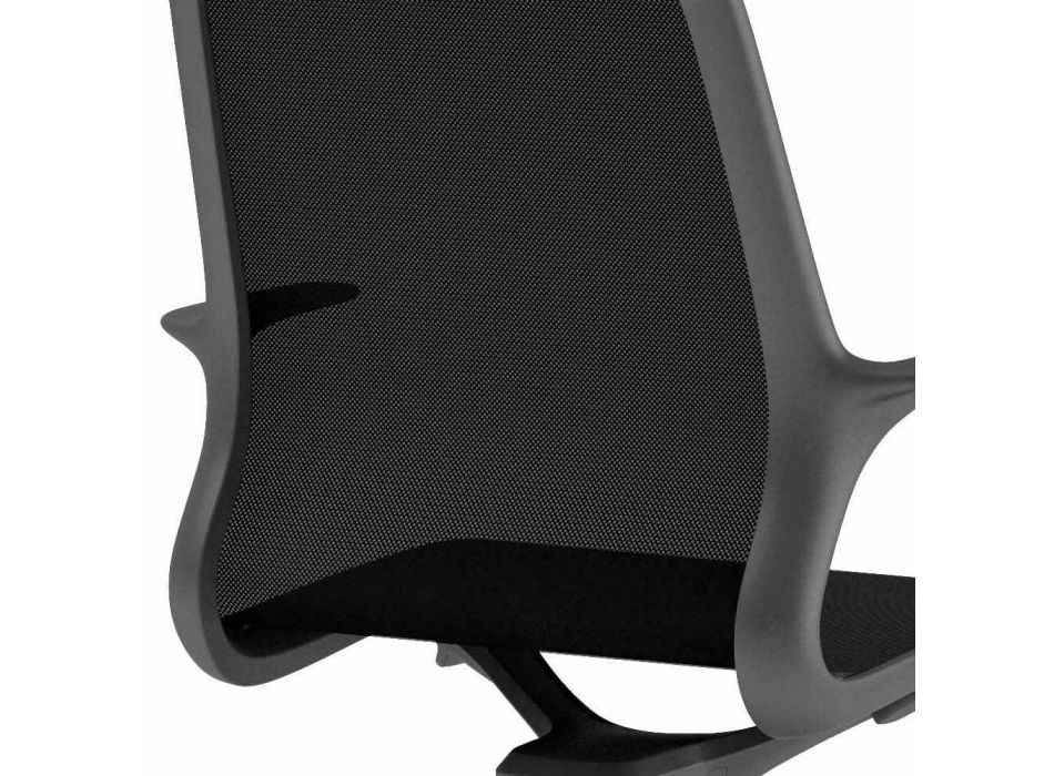 Chaise de bureau avec roues pivotantes en filet noir et nylon noir - Ayumu Viadurini