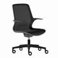 Chaise de bureau avec roues pivotantes en filet noir et nylon noir - Ayumu