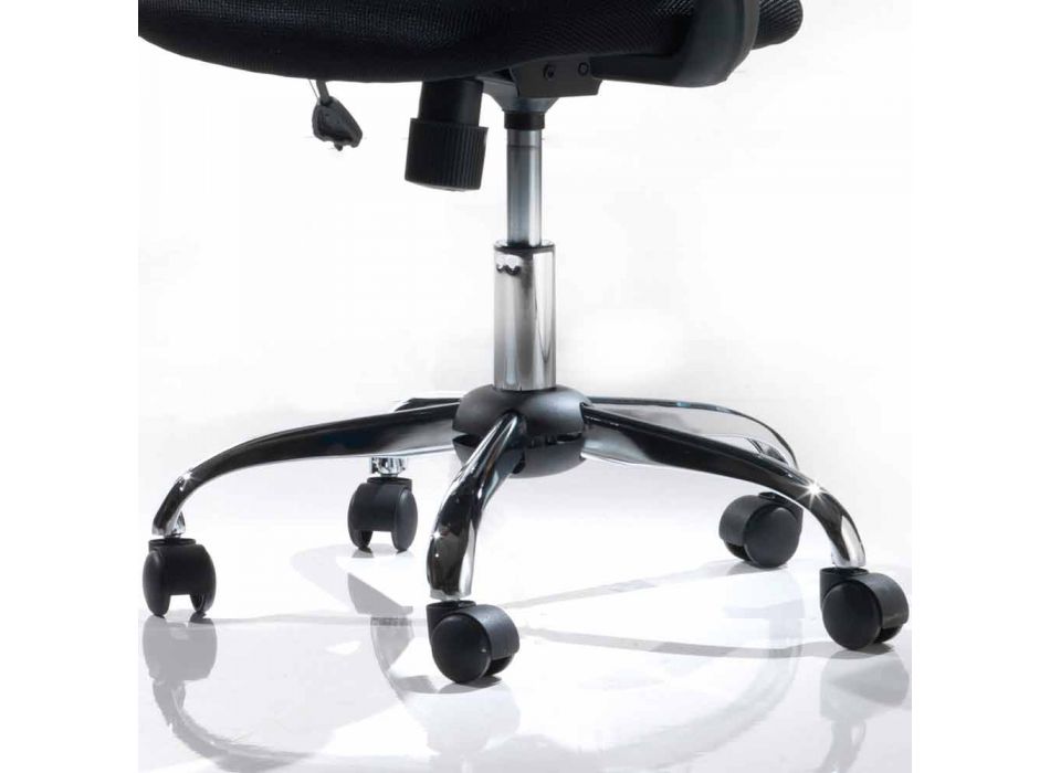 Chaise de bureau à roulettes pivotantes en tecnorete noir et tissu - Giovanna Viadurini