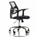 Chaise de Bureau avec Roulettes Pivotantes en Tecnofibre Noir et Tissu – Giovanna
