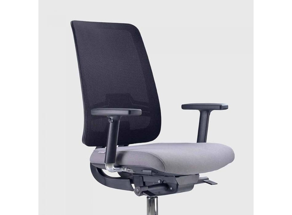 Chaise de bureau avec roues pivotantes en noir et tissu Tecnorete - Menaleo Viadurini