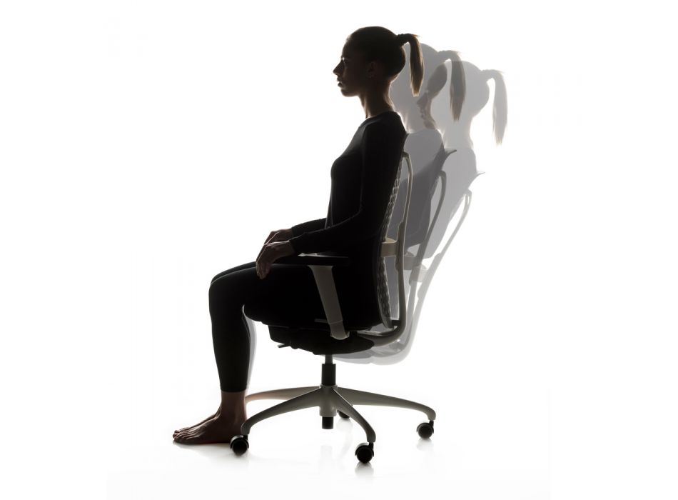 Chaise de bureau ergonomique et pivotante avec accoudoirs et structure blanche - Fulvio Viadurini