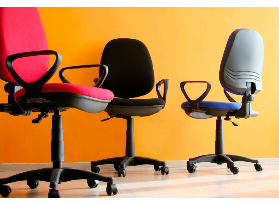 Chaise de bureau ergonomique pivotante avec accoudoirs en tissu - Concetta Viadurini