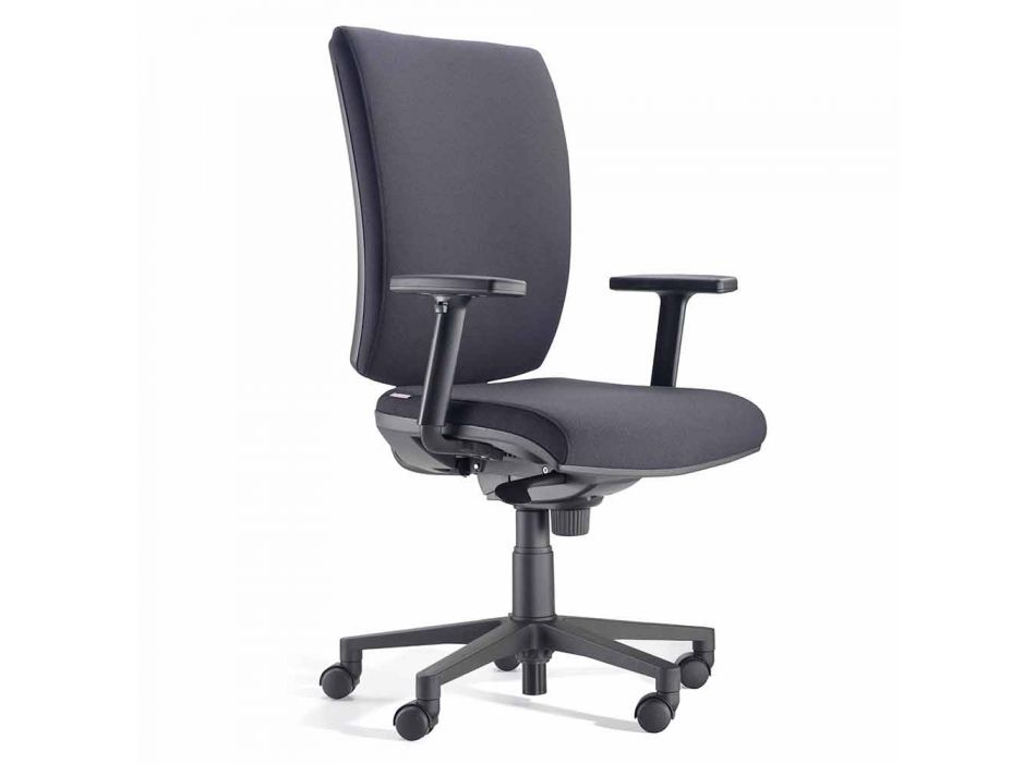 Chaise de bureau ergonomique pivotante avec accoudoirs en tissu noir - Macrino Viadurini