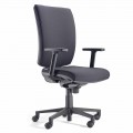 Chaise de bureau ergonomique pivotante avec accoudoirs en tissu noir - Macrino