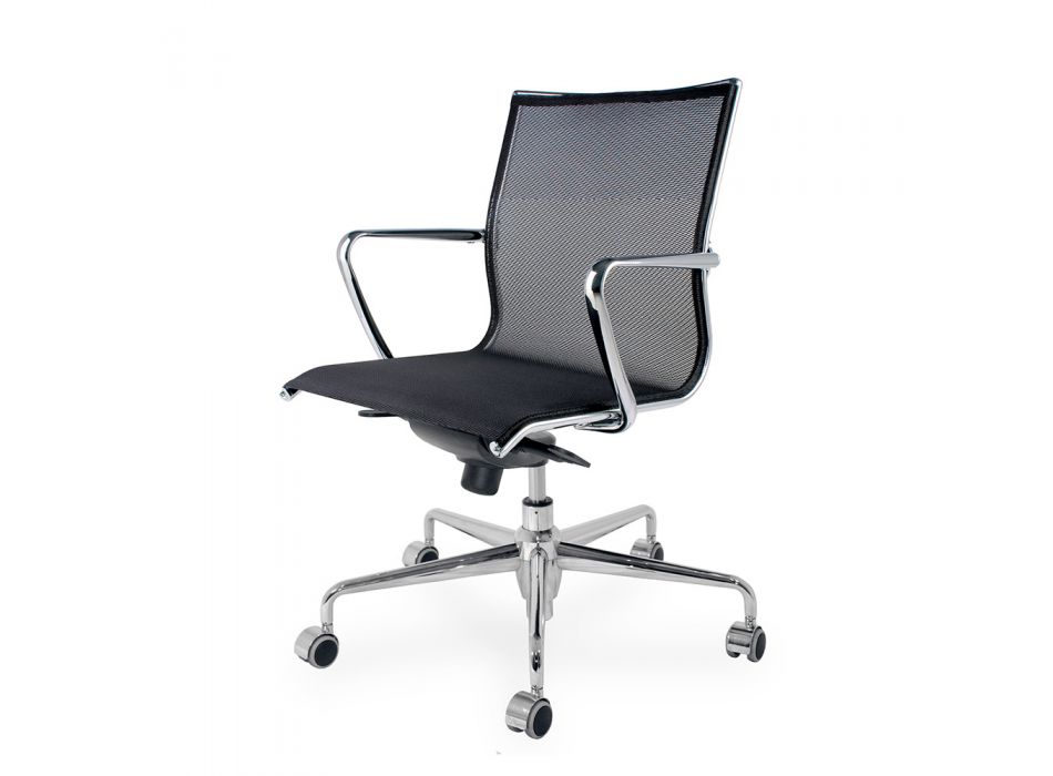 Chaise de bureau ergonomique pivotante avec roues et accoudoirs - Filanna Viadurini