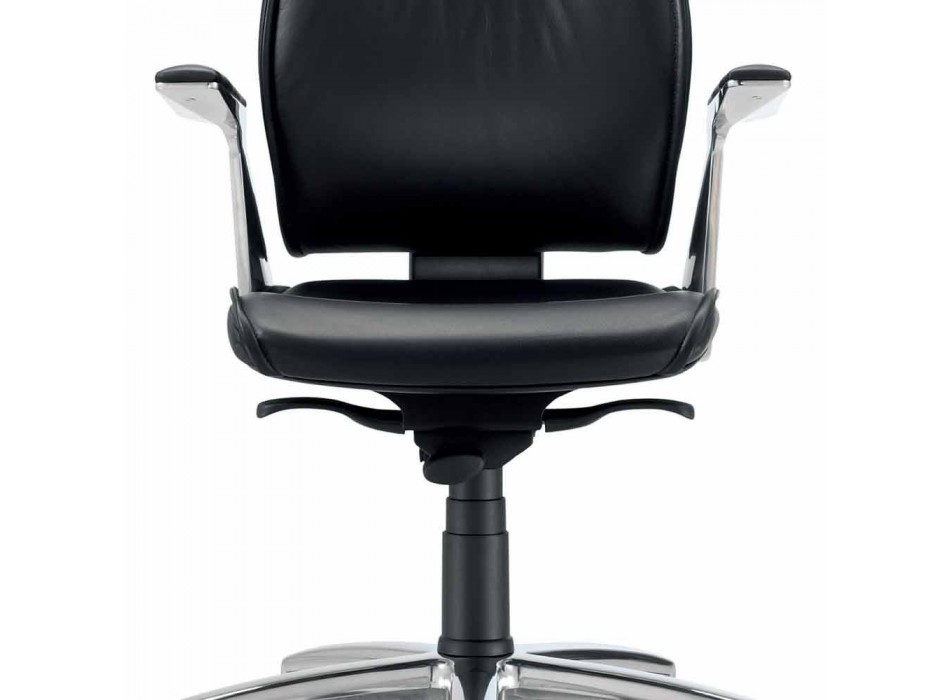 chaise de bureau ergonomique en cuir type de grain de peau de vache Ines Viadurini
