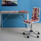 Chaise de bureau pivotante en acier et éco-cuir avec imprimé drapeau - Lollo Viadurini