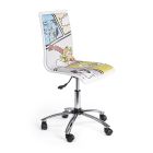 Chaise de bureau pivotante en acier et cuir d'écolier avec imprimé bande dessinée - Lollo Viadurini