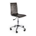 Chaise de bureau pivotante en acier et cuir écaille imprimé tableau noir - Lollo