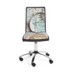 Chaise de bureau pivotante en acier et cuir écologique avec impression de carte - Lollo Viadurini