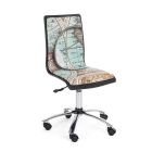 Chaise de bureau pivotante en acier et cuir écologique avec impression de carte - Lollo Viadurini