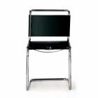 Chaise de bureau en cuir avec structure en acier chromé Made in Italy - Elite Viadurini