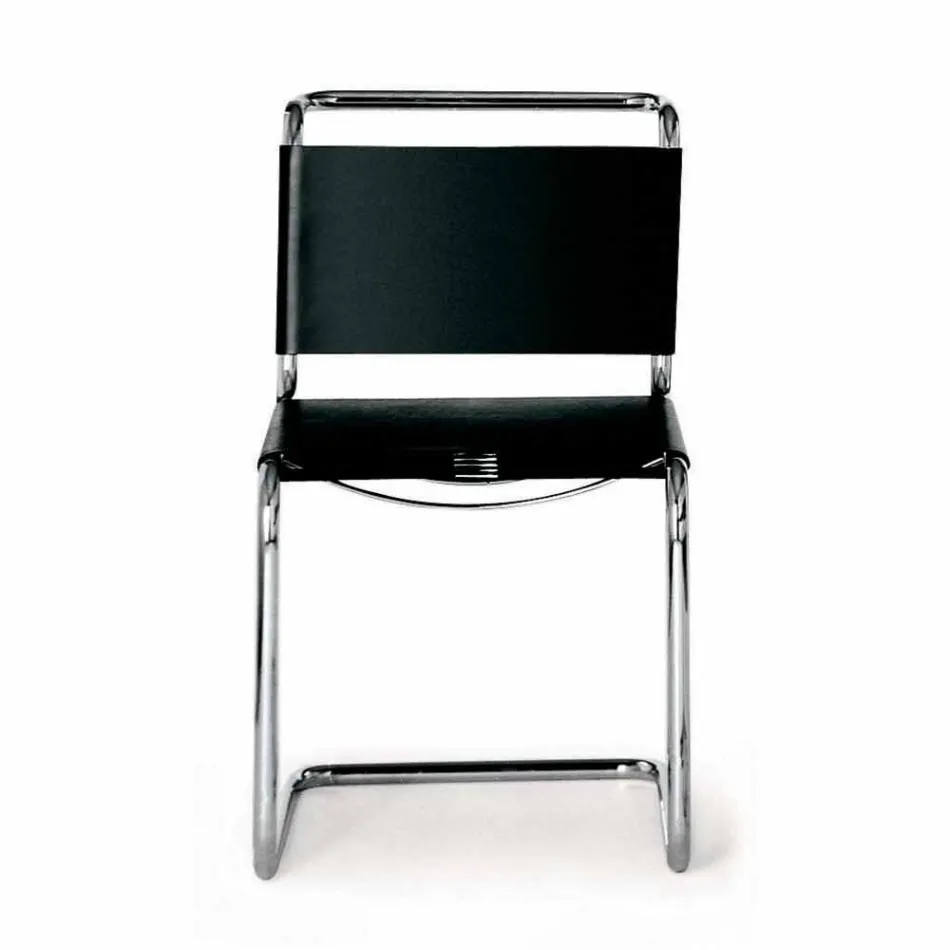 Chaise de bureau en cuir avec structure en acier chromé Made in Italy - Elite Viadurini