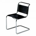 Chaise de bureau en cuir avec structure en acier chromé Made in Italy - Elite