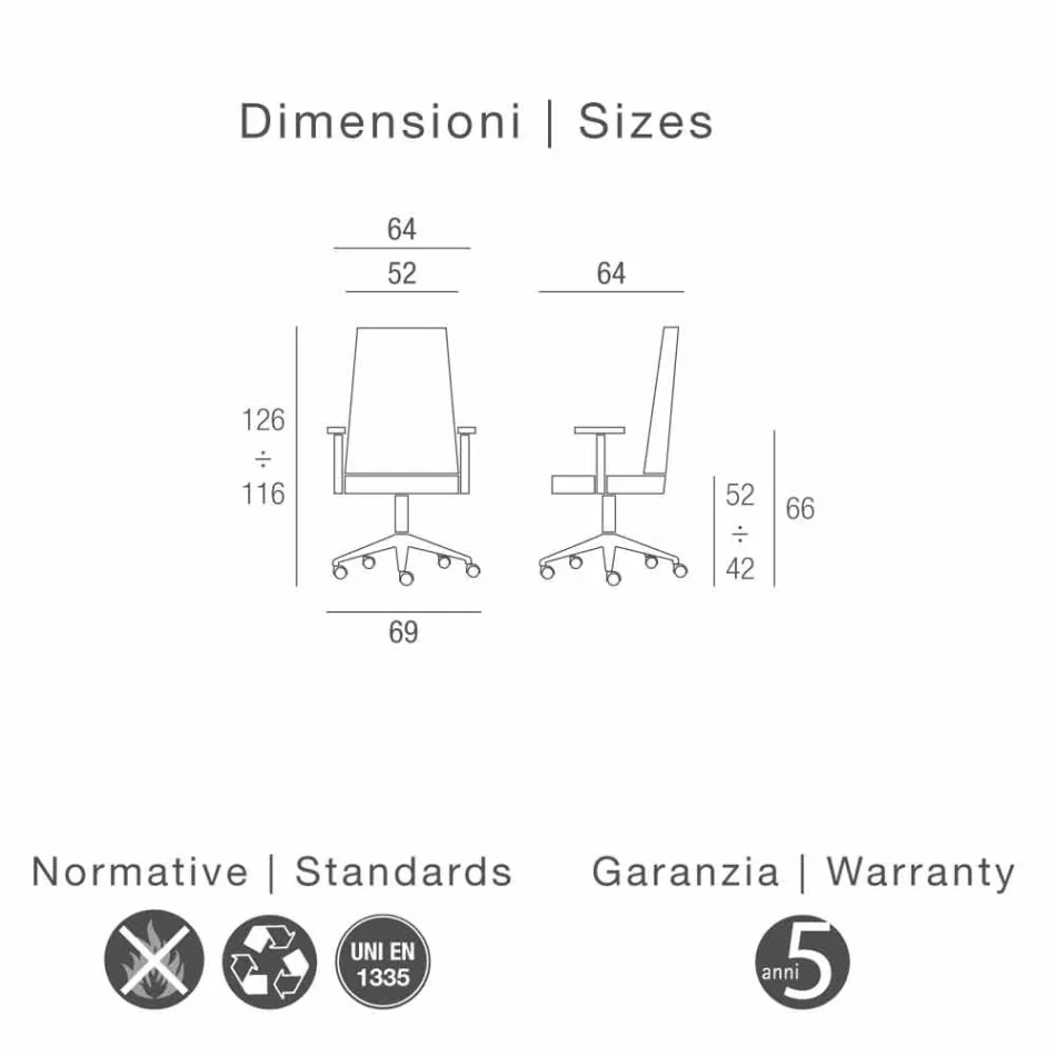Chaise de bureau en hêtre tapissé dans le type de fleur de peau de vache Debora Viadurini