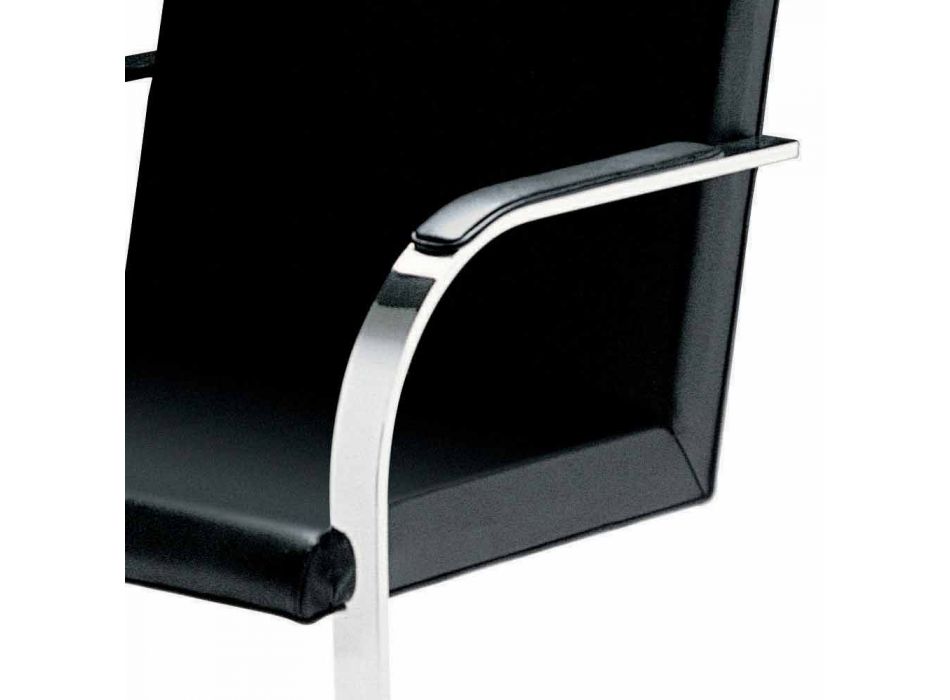 Chaise de bureau en cuir avec structure en acier chromé Made in Italy - Quartz Viadurini