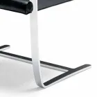 Chaise de bureau en cuir avec structure en acier chromé Made in Italy - Quartz Viadurini