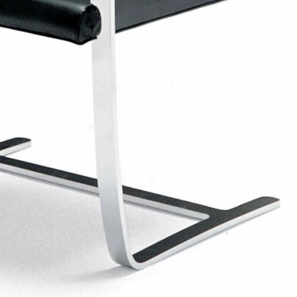 Chaise de bureau en cuir avec structure en acier chromé Made in Italy - Quartz Viadurini