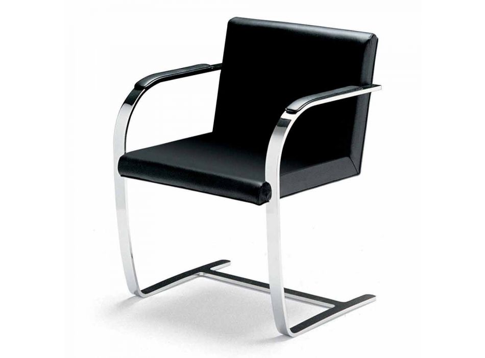 Chaise de bureau en cuir avec structure en acier chromé Made in Italy - Quartz Viadurini