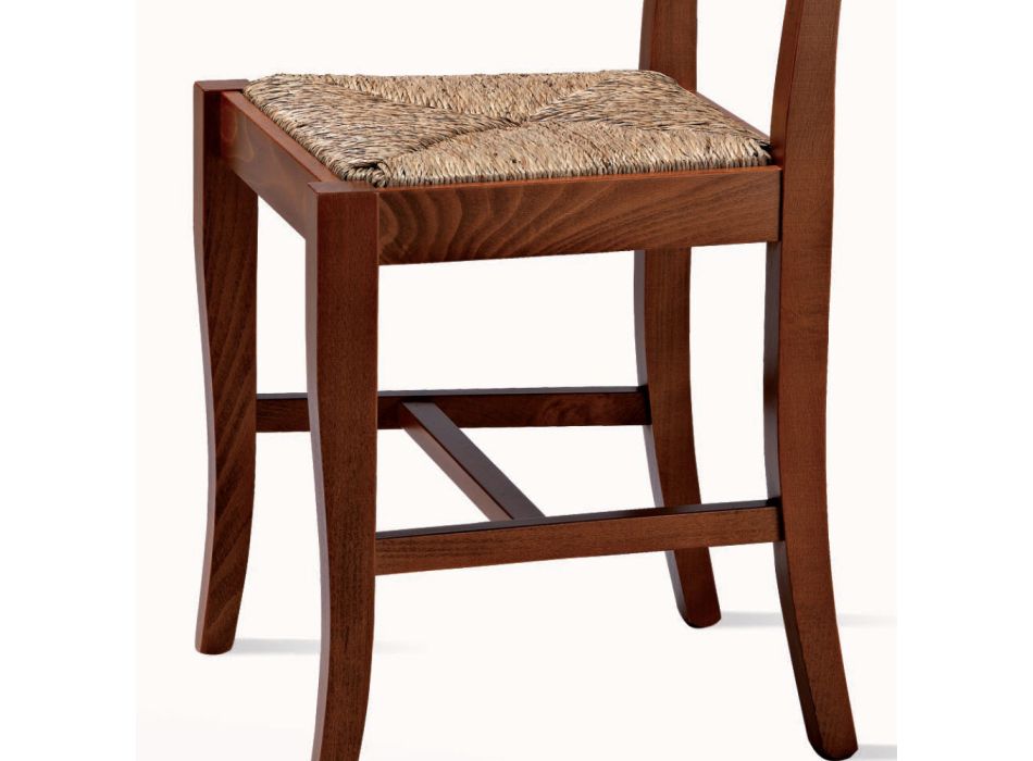 Chaise design classique en bois et assise en paille Made in Italy - Dorina Viadurini