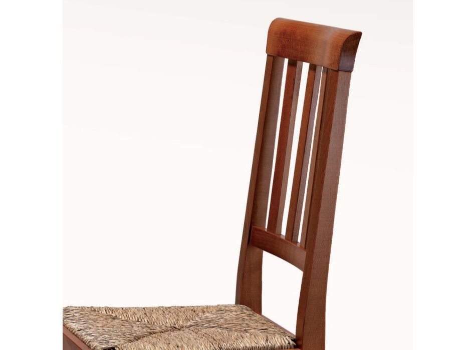 Chaise design classique en bois et assise en paille Made in Italy - Dorina Viadurini