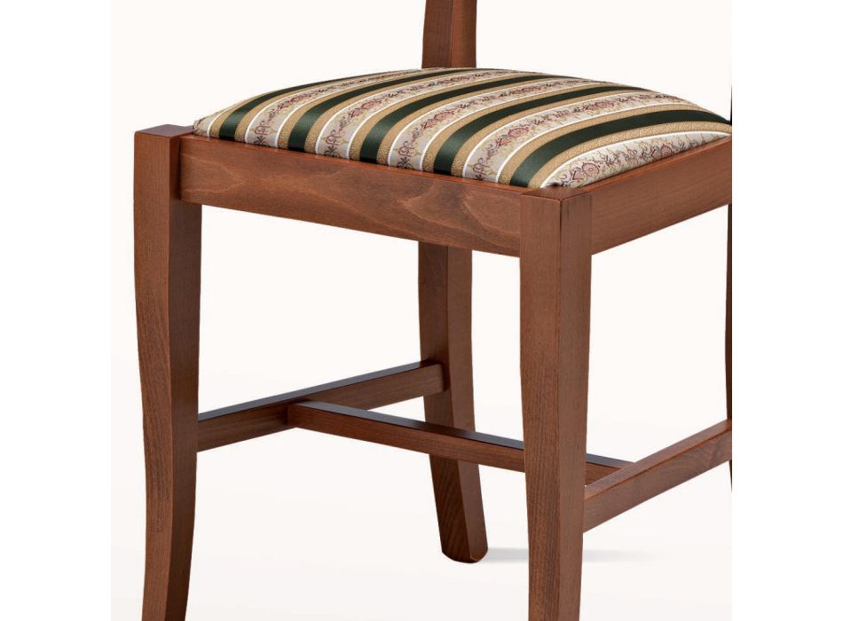 Chaise design classique en bois et assise en tissu Made in Italy - Dorina Viadurini