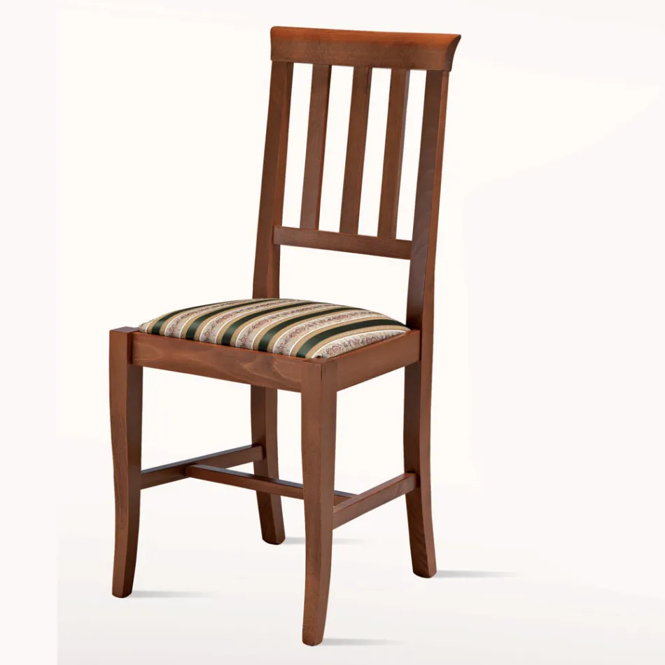 Chaise design classique en bois et assise en tissu Made in Italy - Dorina Viadurini