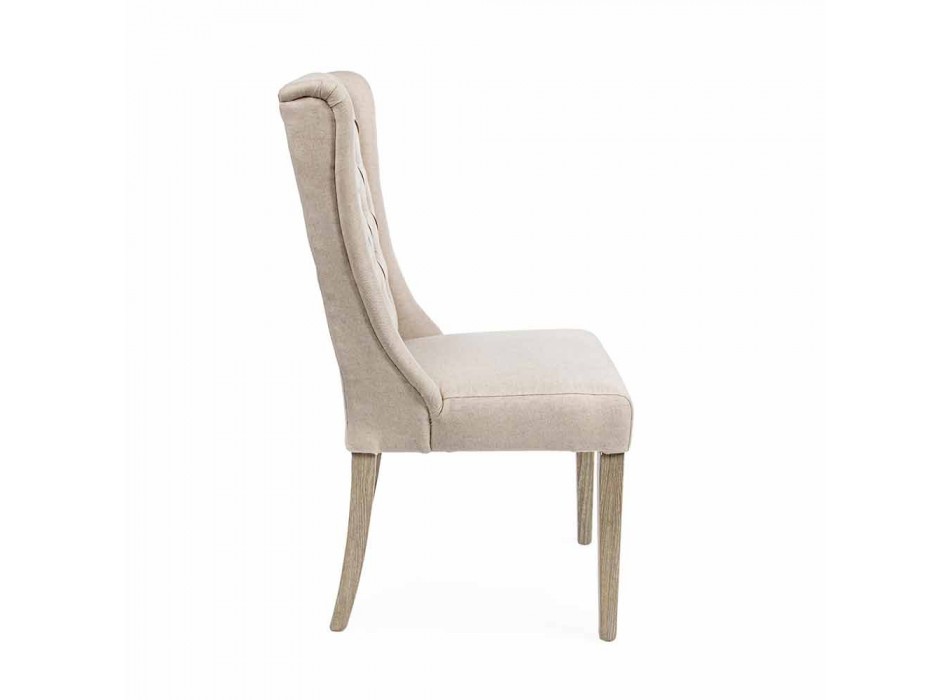 Chaise design classique en tissu et bois de chêne 2 pièces Homemotion - Forla Viadurini