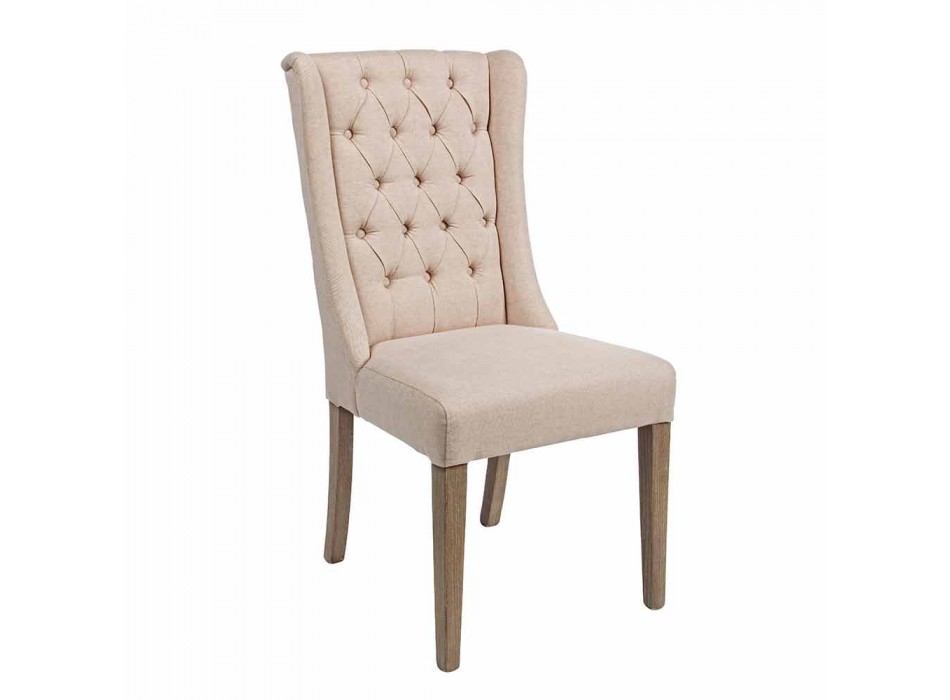 Chaise design classique en tissu et bois de chêne 2 pièces Homemotion - Forla Viadurini