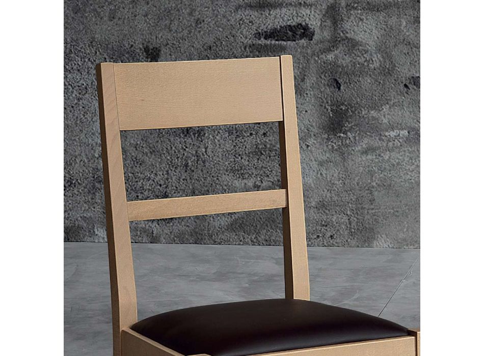 Chaise de cuisine design en bois de hêtre et assise en similicuir - Davina Viadurini