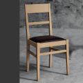 Chaise de cuisine design en bois de hêtre et assise en similicuir - Davina