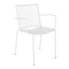 Chaise de jardin design avec accoudoirs empilable en acier blanc - Mamagago Viadurini
