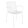 Chaise de jardin design avec accoudoirs empilable en acier blanc - Magamago