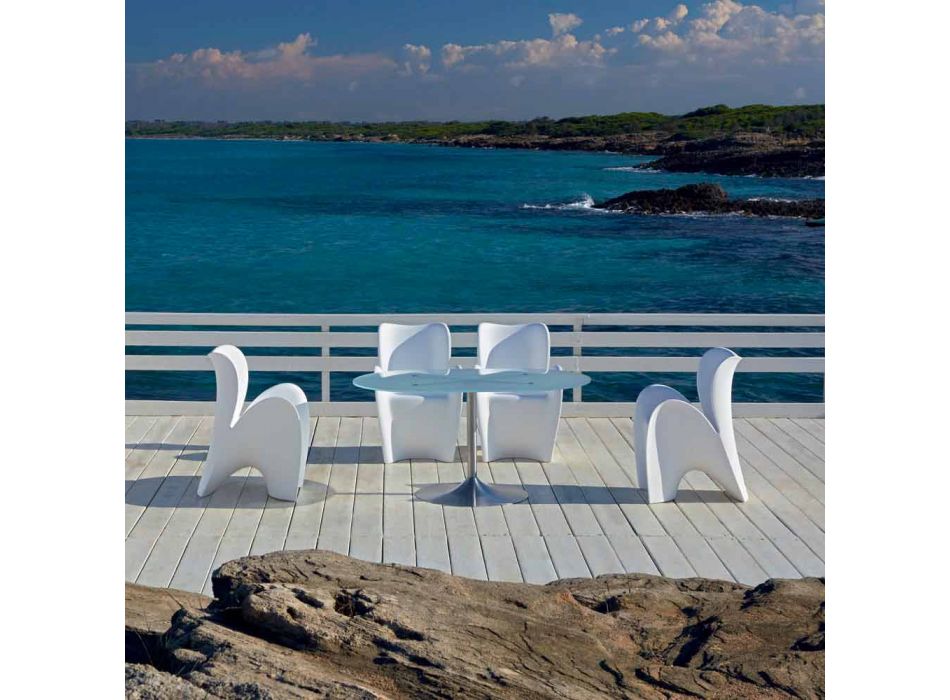 Chaise design pour intérieur ou extérieur en plastique coloré 2 pièces - Lily par Myyour Viadurini