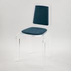 Chaise Design en Cristal Acrylique Transparent et Tissu Coloré - Derbena Viadurini