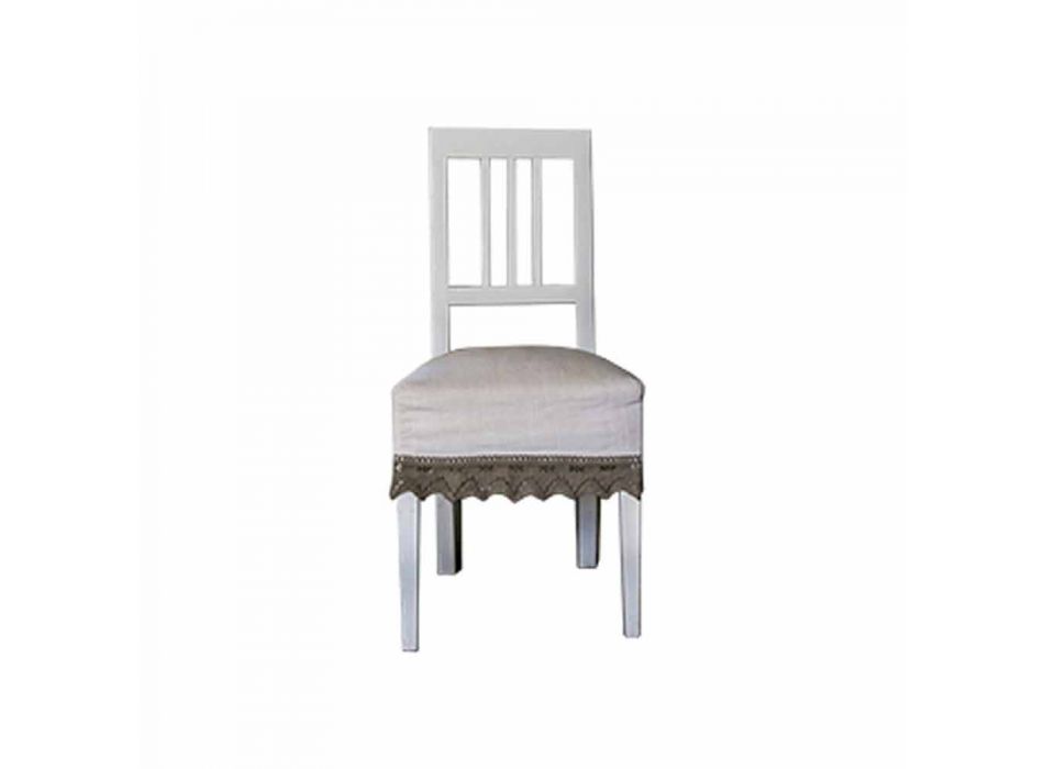 Chaise design moderne en bois de hêtre laqué blanc, Shirley Viadurini