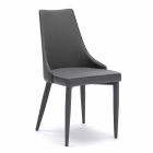Chaise design moderne rembourrée en simili cuir gris Carolina, 4 pièces Viadurini