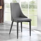 Chaise design moderne rembourrée en simili cuir gris Carolina, 4 pièces Viadurini