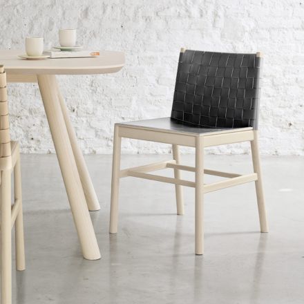 Chaise de haute qualité en bois de hêtre et cuir fabriquée en Italie, 2 pièces - Nora Viadurini
