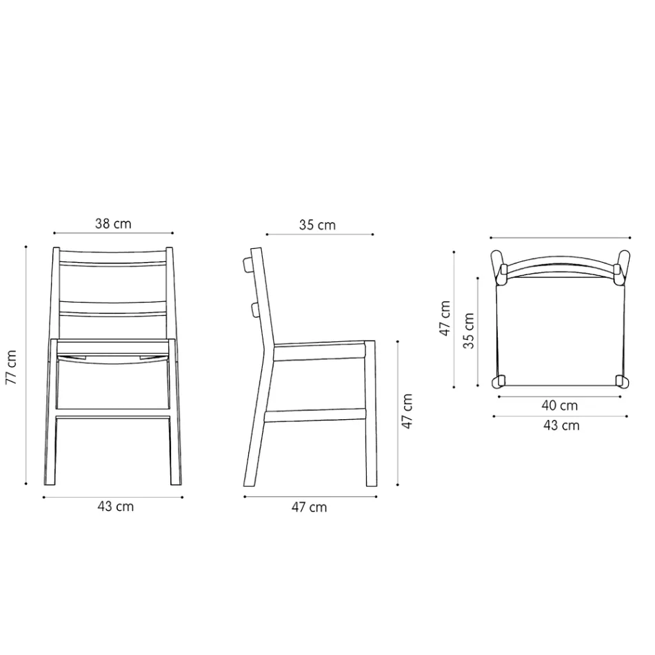 Chaise de haute qualité en bois de hêtre massif fabriquée en Italie, 2 pièces - Nora Viadurini