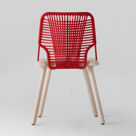 Chaise de haute qualité en bois, métal et corde fabriquée en Italie, 2 pièces - Mandal Viadurini