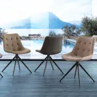 Chaise design capitonnée en tissu ou éco nabuk Venezia Viadurini