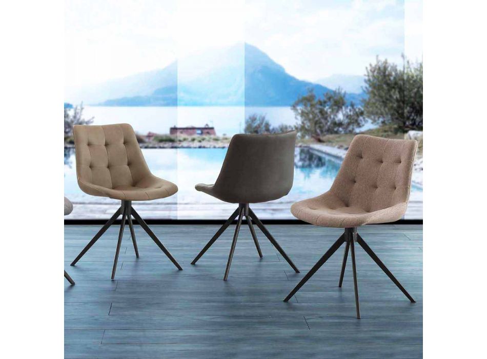 Chaise design capitonnée en tissu ou éco nabuk Venezia Viadurini