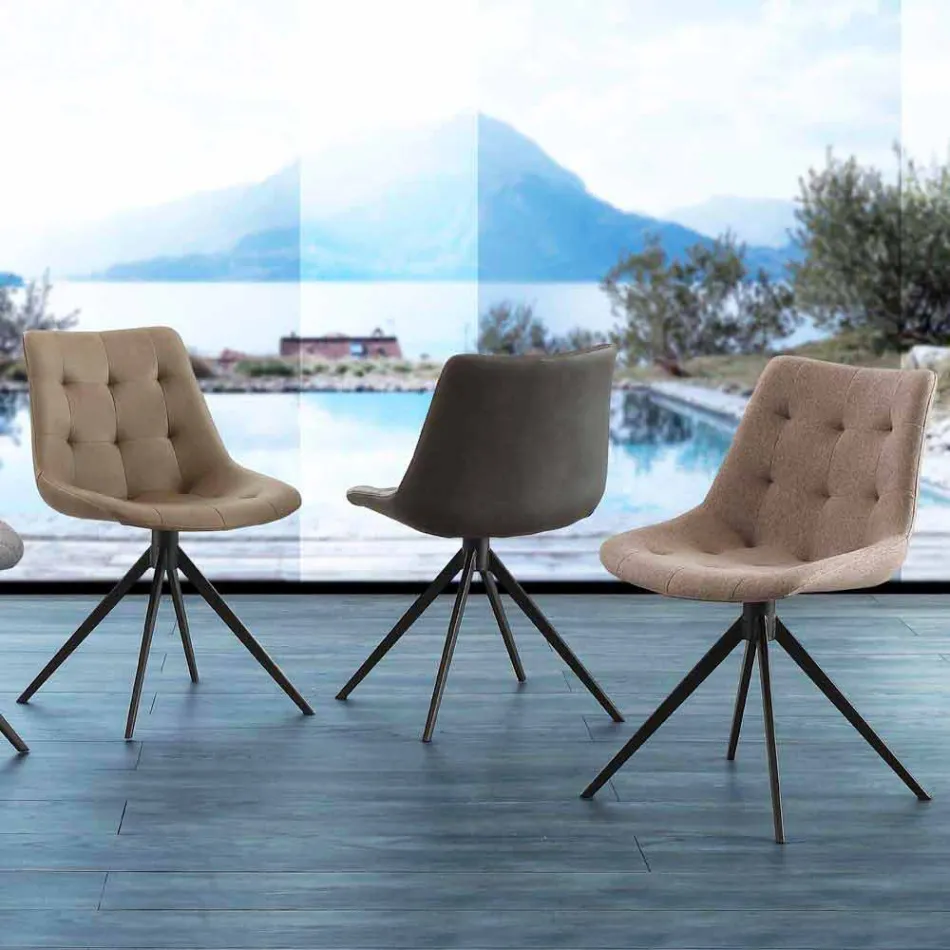 Chaise design capitonnée en tissu ou éco nabuk Venezia Viadurini