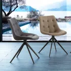 Chaise design capitonnée en tissu ou éco nabuk Venezia Viadurini