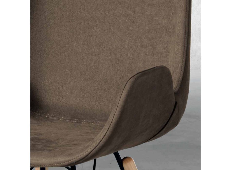 Chaise design en bois et tissu made in Italy Ornica Viadurini